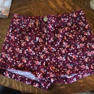 Burgundy floral shorts